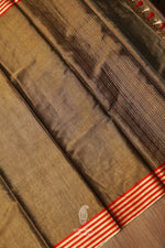 Handwoven Bronze Copper Banarsi Tissue Silk Saree