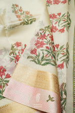 Handwoven Dove White Banarsi Silk Saree
