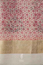 Handwoven Dove White Banarsi Silk Saree