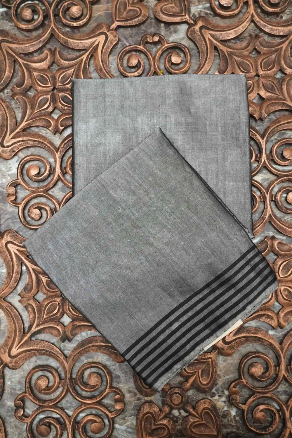 Handwoven Grey Banarasi Tissue Linen Silk Saree