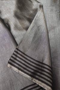 Handwoven Grey Banarasi Tissue Linen Silk Saree