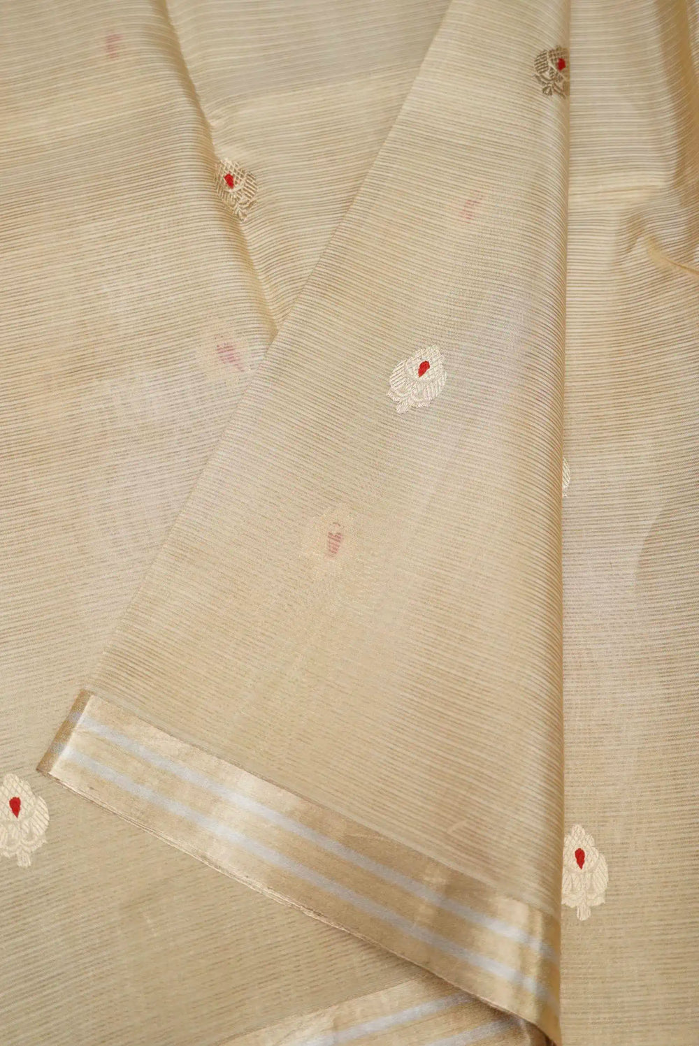 Handwoven Off White Banarasi Tissue Silk Saree