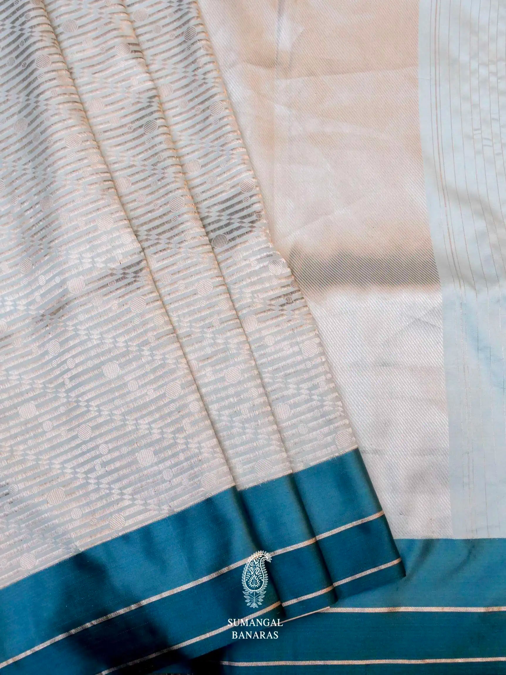 Sky Blue Banarasi Linen Silk Saree with zari work – SHANGRILA DESIGNER