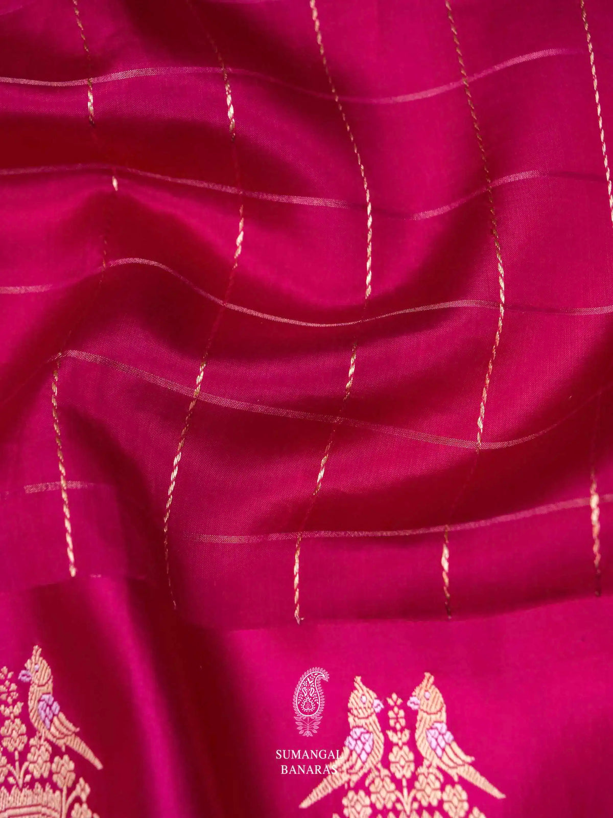Handwoven Pink Banarasi Shikargaah Katan Soft Silk Saree