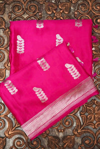 Handwoven Pink Banarasi Mushru Silk Saree