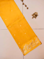 Handwoven Yellow Banarasi Katan Soft Silk Saree
