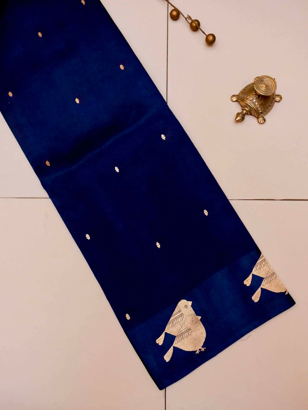 Handwoven Navy Blue Banarasi Katan Soft Silk Saree