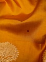 Handwoven Yellow Banarasi Katan Soft Silk Saree