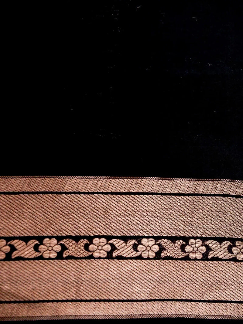 Handwoven Black Banarasi Mashru Soft Silk Saree