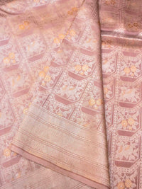 Handwoven Light Mauve Banarasi Mashru Soft Silk Saree