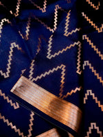 Handwoven Deep Blue Banarasi Katan Soft Silk Saree