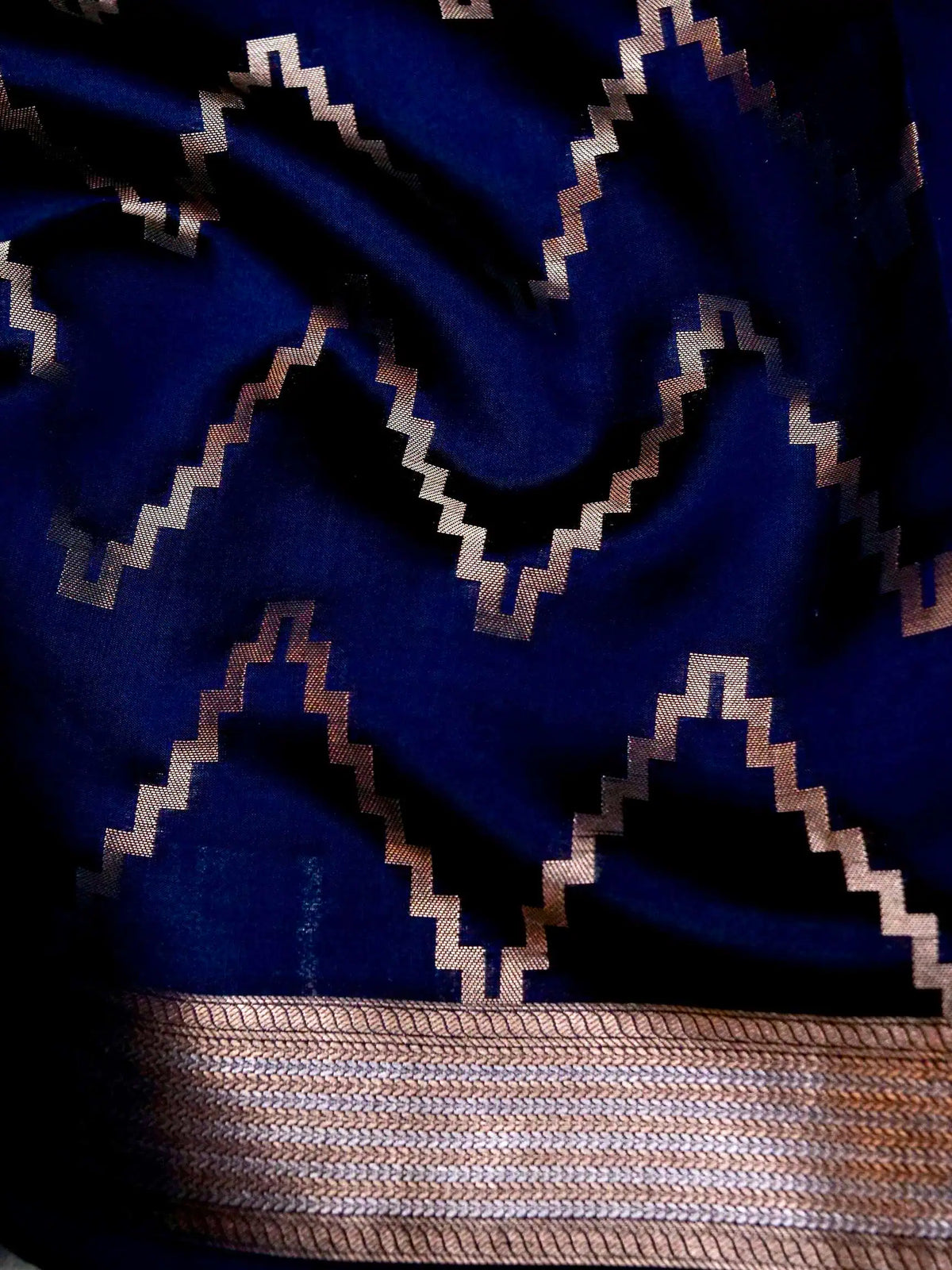 Handwoven Deep Blue Banarasi Katan Soft Silk Saree