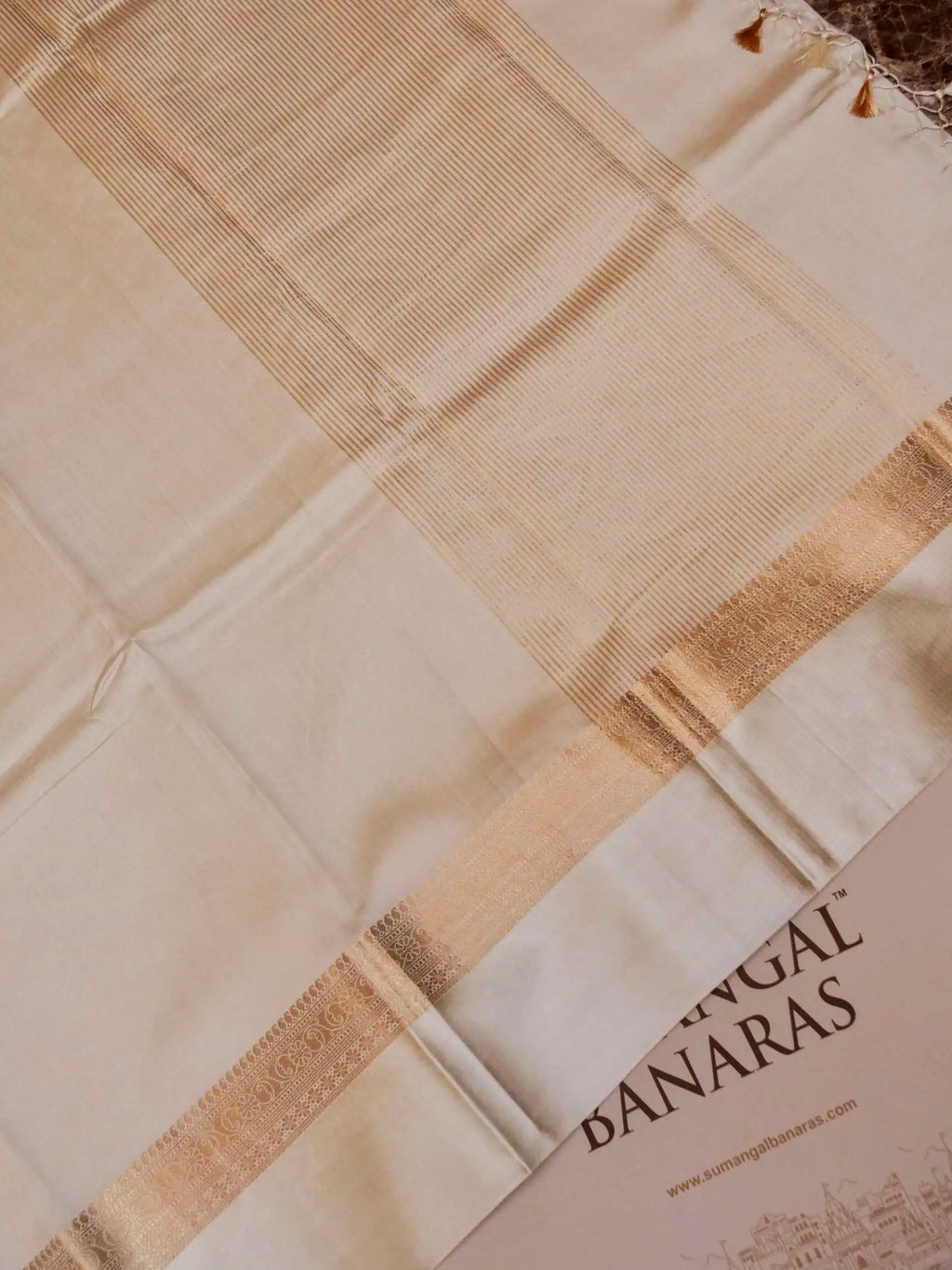 Handwoven Ivory Banarasi Katan Soft Silk Saree