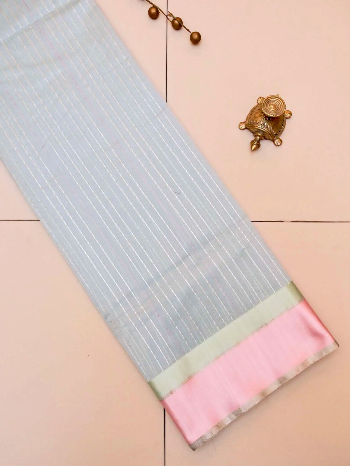 Handwoven Powder Blue Banarasi Cotton Silk Saree