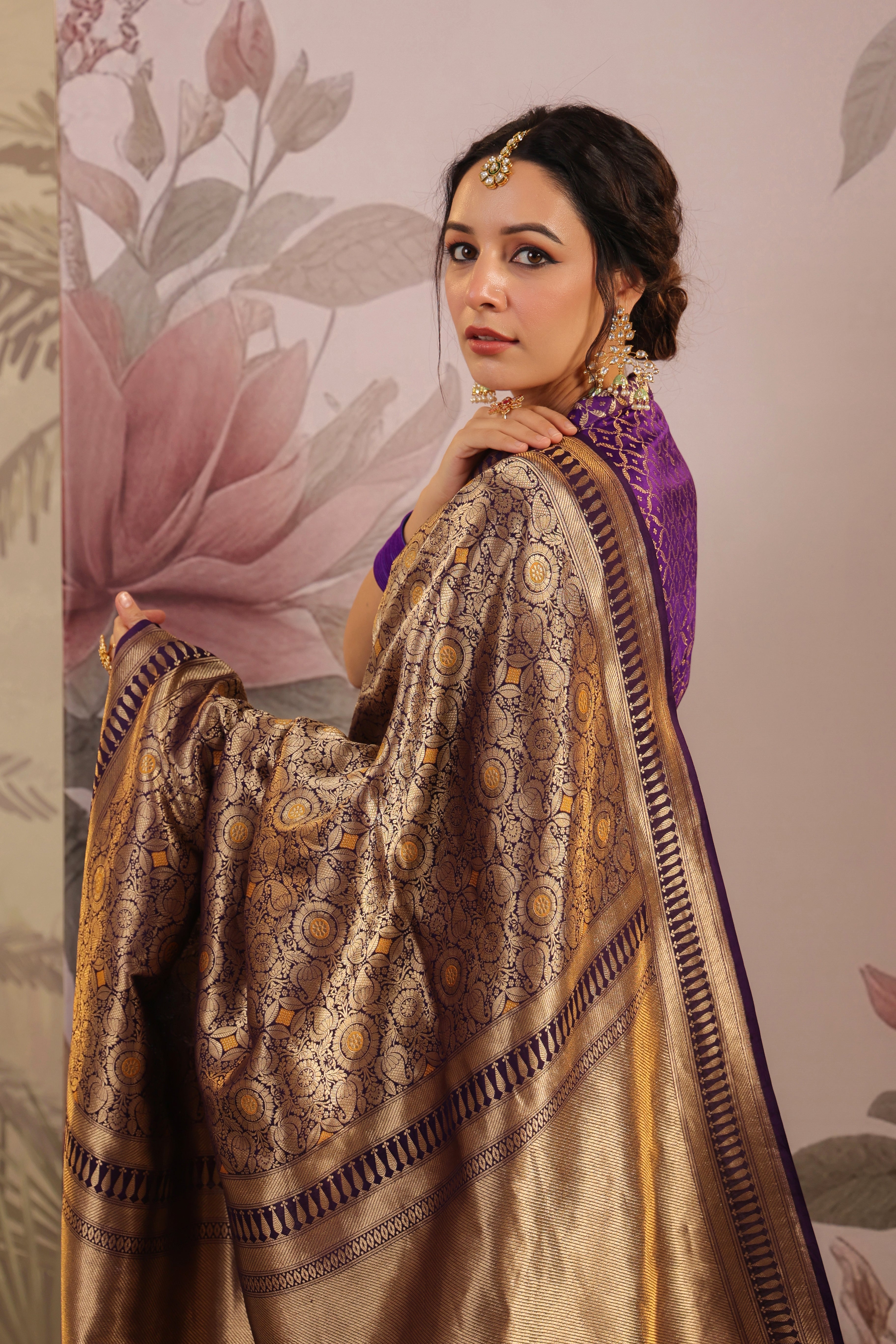 Banarasi Saree In Banarasi Silk With Weaved Floral Jaal All Over