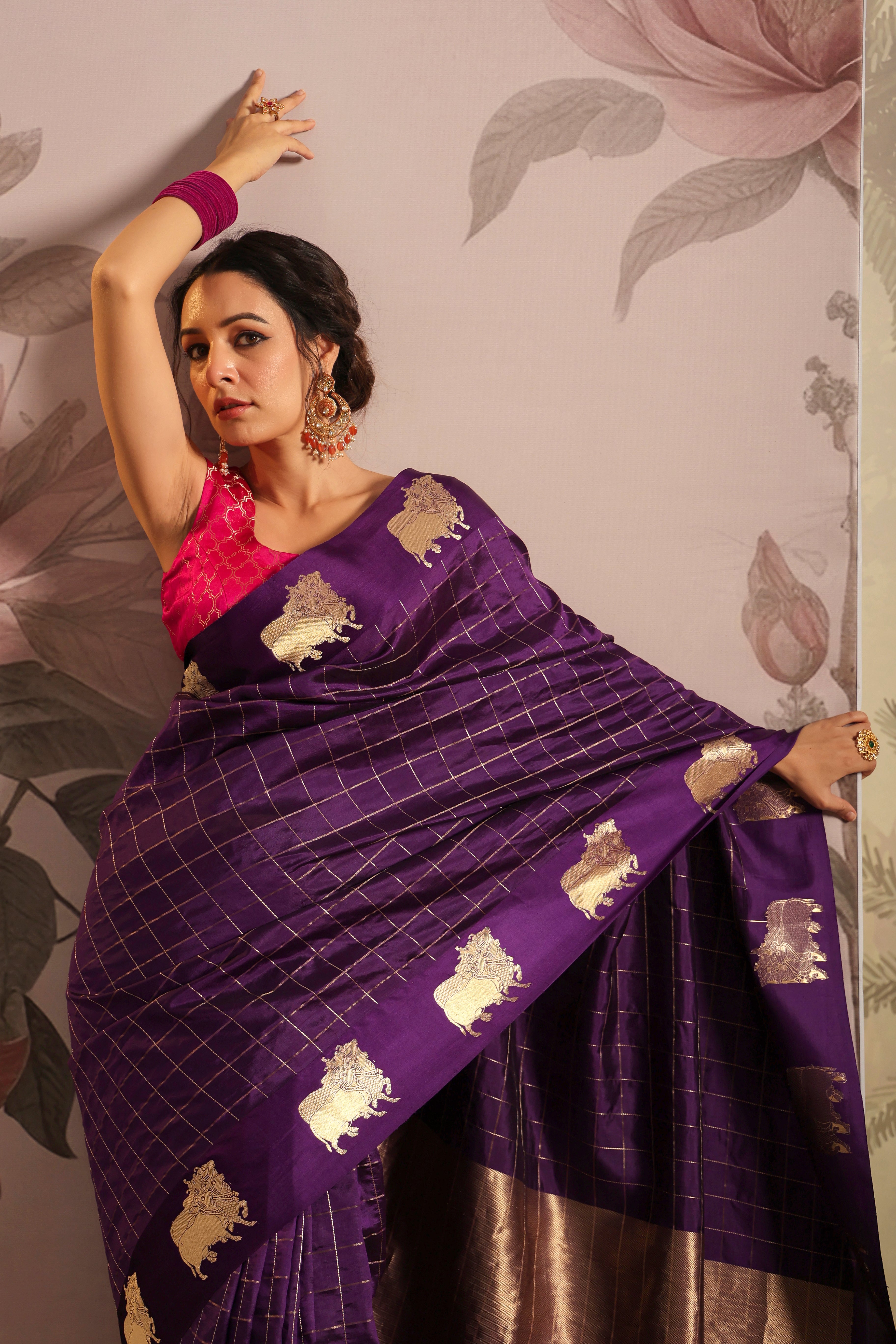 Banarasi Saree in Dark Purple : SBY770