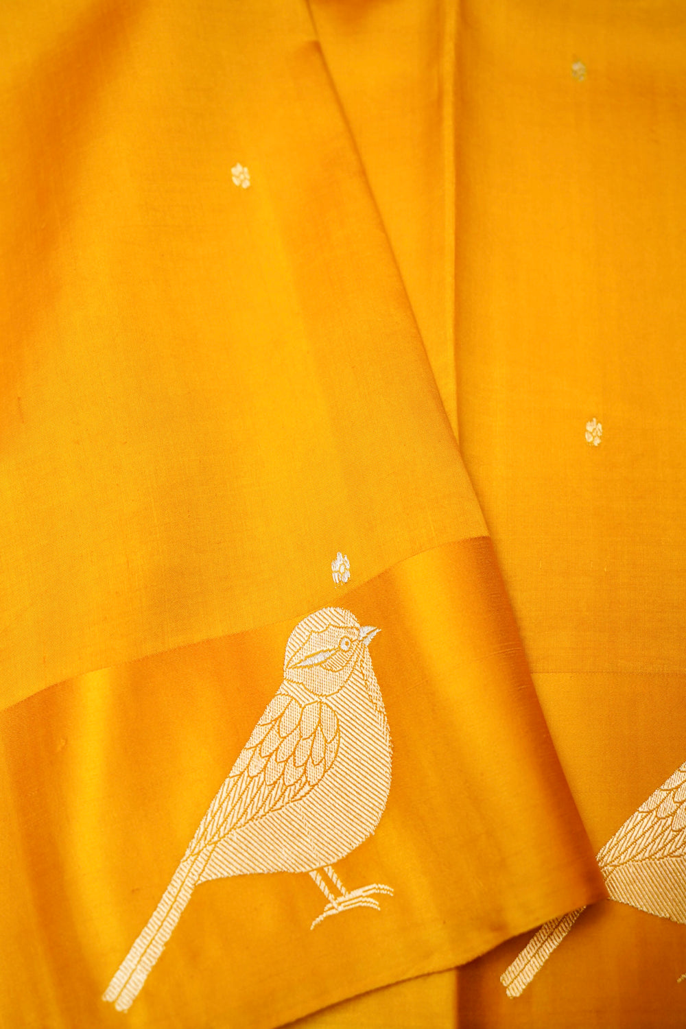 Handwoven Yellow Banarasi Katan Soft Silk Saree