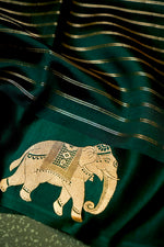 Handwoven Dark Green Banarasi Katan Soft Silk Saree