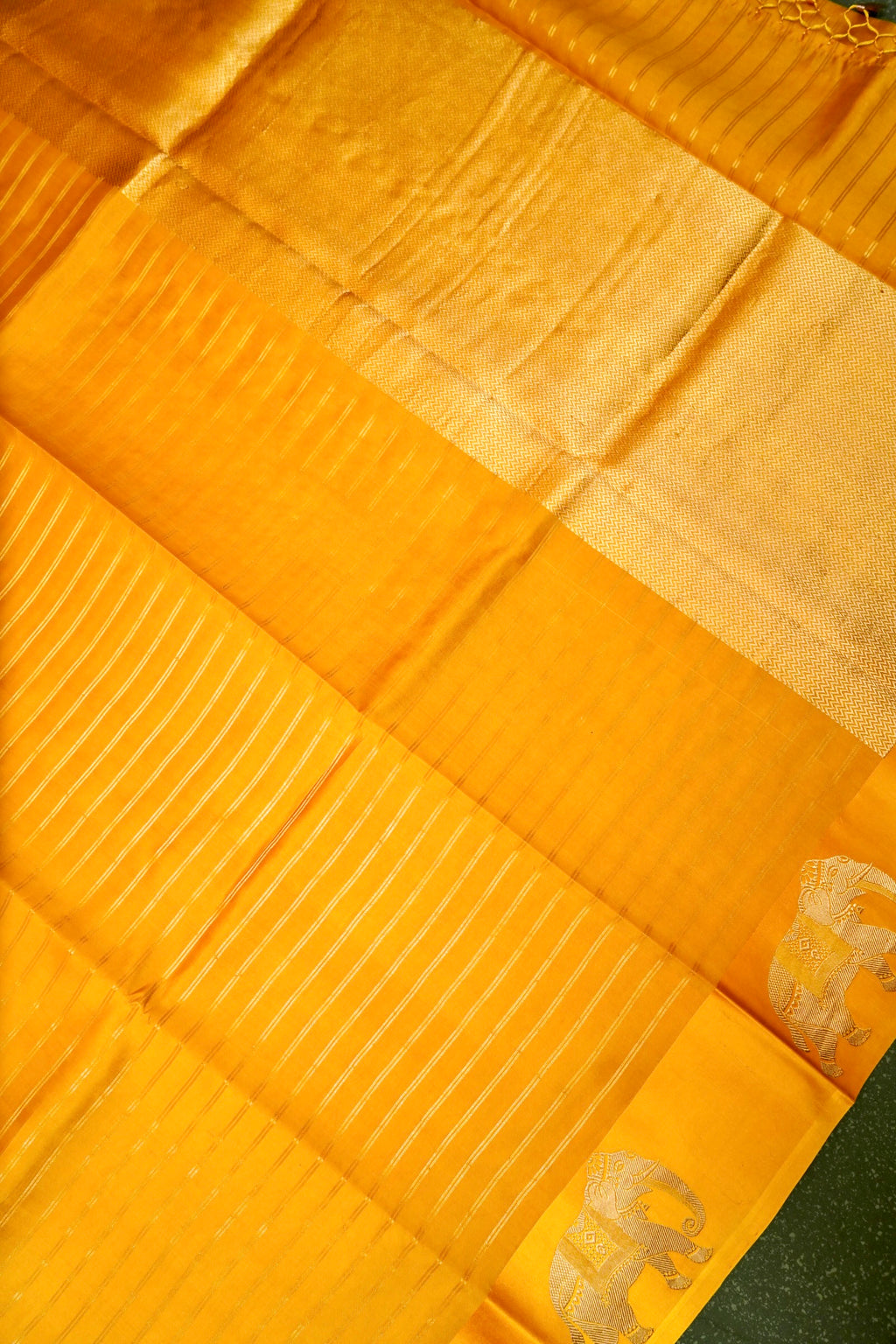 Handwoven Yellow Banarasi Katan Soft Silk Saree