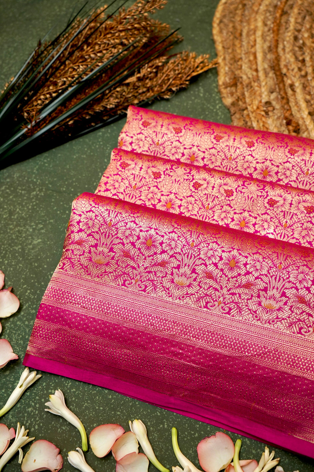 Handwoven Pink Banarasi Katan Silk Saree