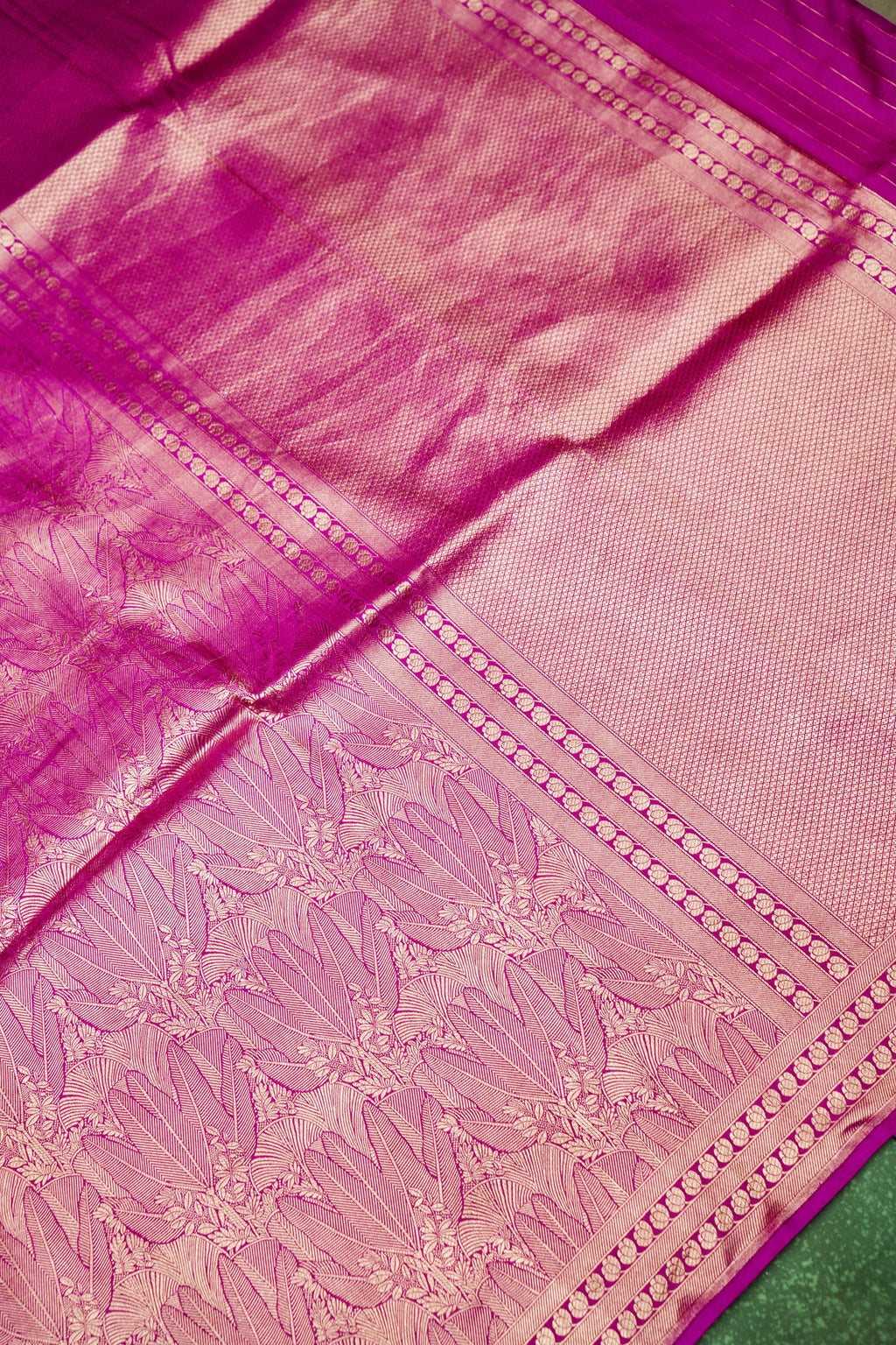 Handwoven Rani Pink Banarasi Katan Silk Saree
