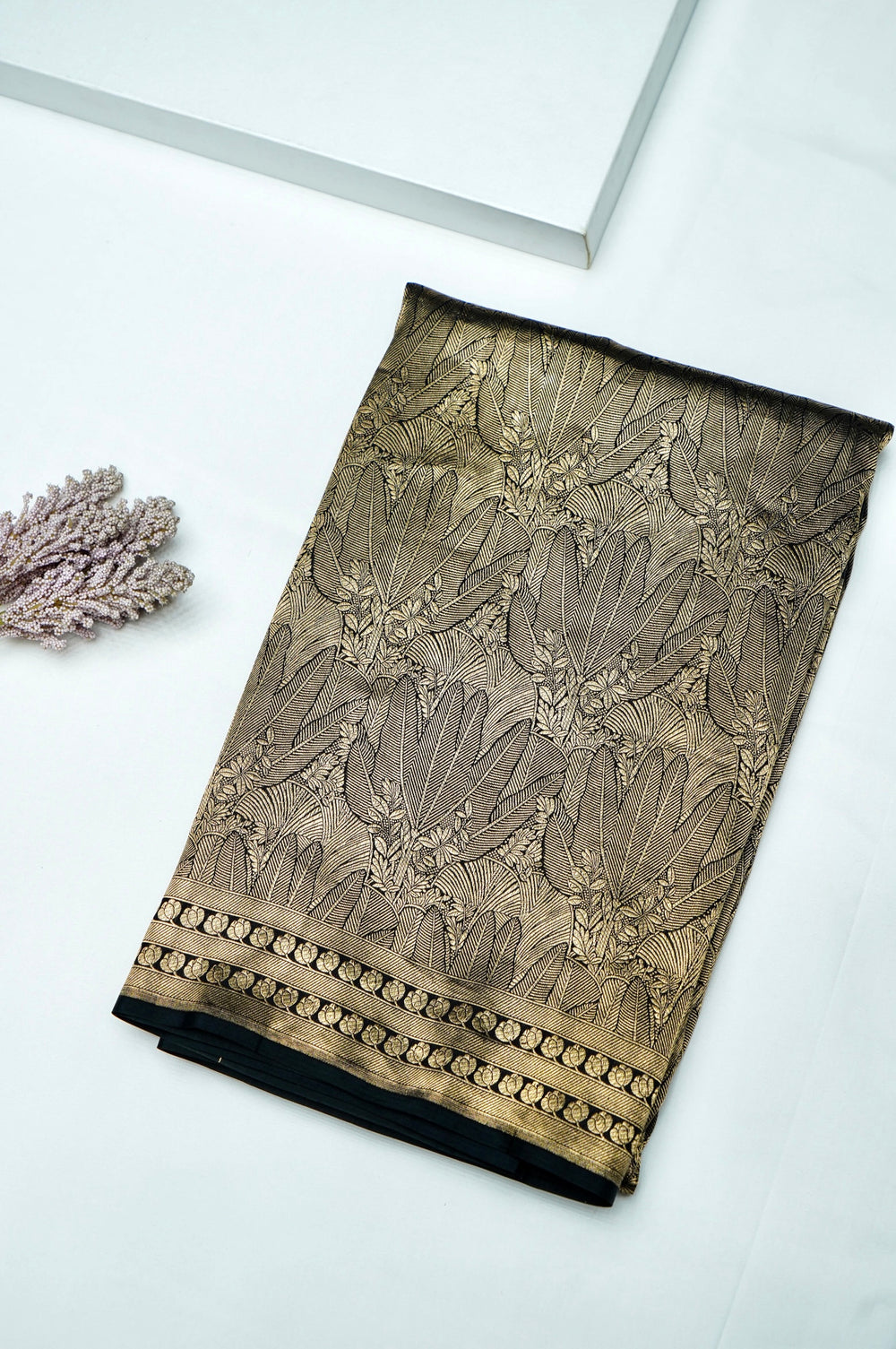 Handwoven Black Banarasi Katan Silk Saree