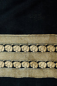 Handwoven Black Banarasi Katan Silk Saree
