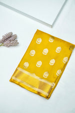 Handwoven Mustard Yellow Banarasi Katan Silk Saree