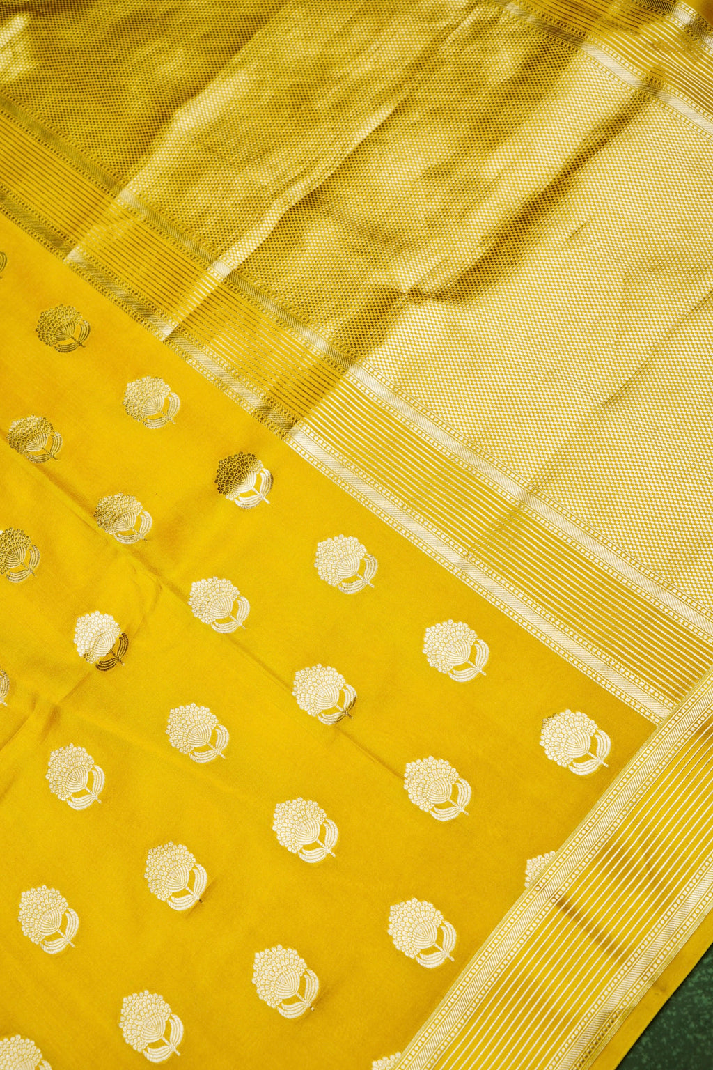 Handwoven Mustard Yellow Banarasi Katan Silk Saree