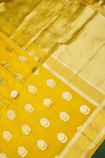 Handwoven Mustard Yellow Banarasi Katan Silk Saree