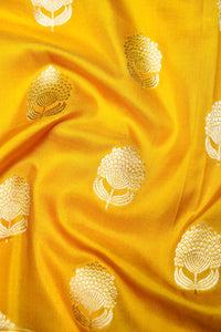 Handwoven Mustard Yellow Banarasi Katan Silk Saree