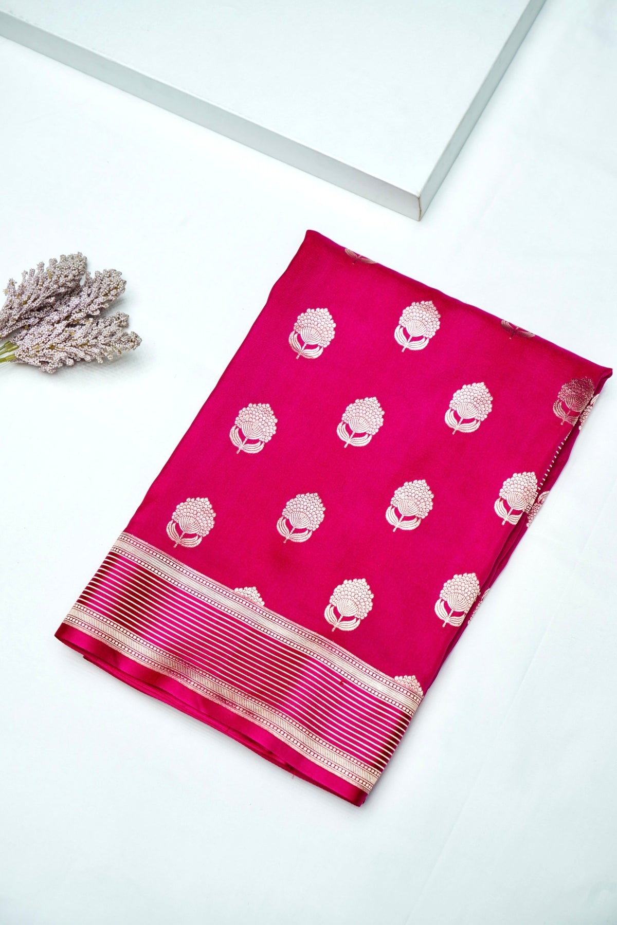Handwoven Rani Pink Banarasi Katan Silk Saree