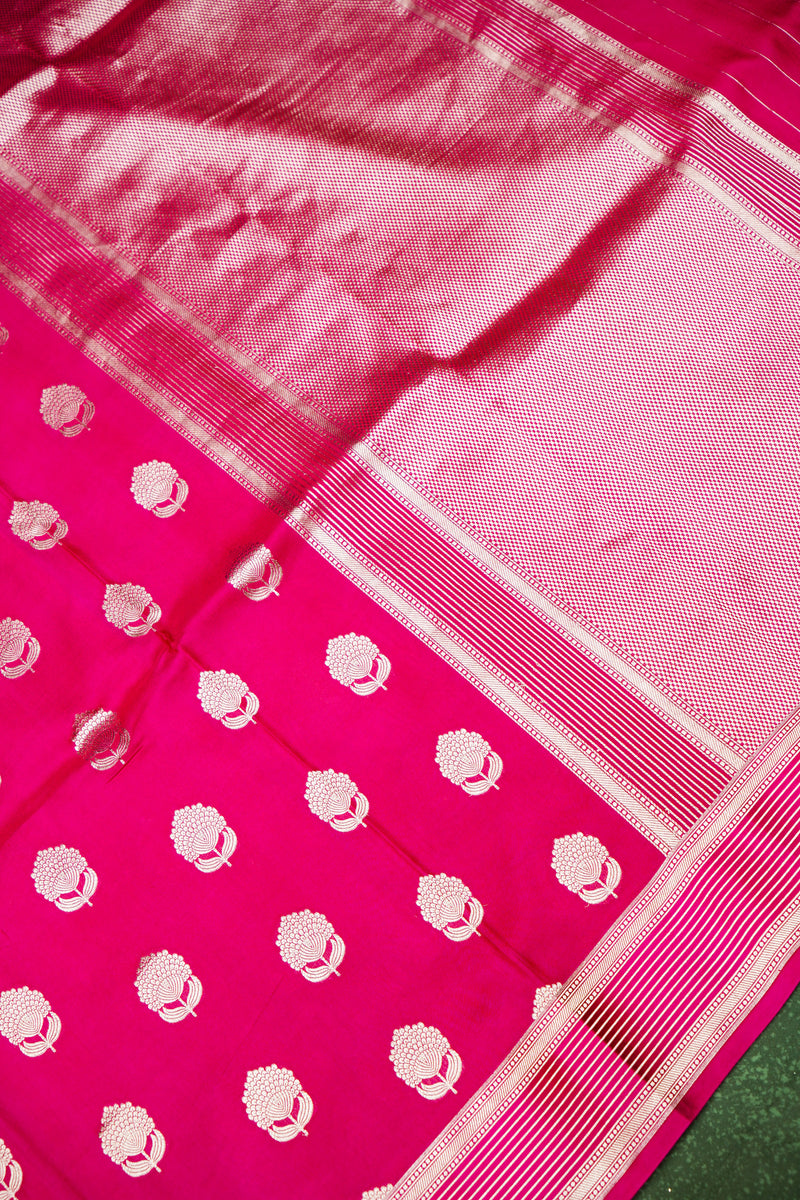 Handwoven Rani Pink Banarasi Katan Silk Saree