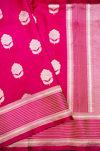 Handwoven Rani Pink Banarasi Katan Silk Saree