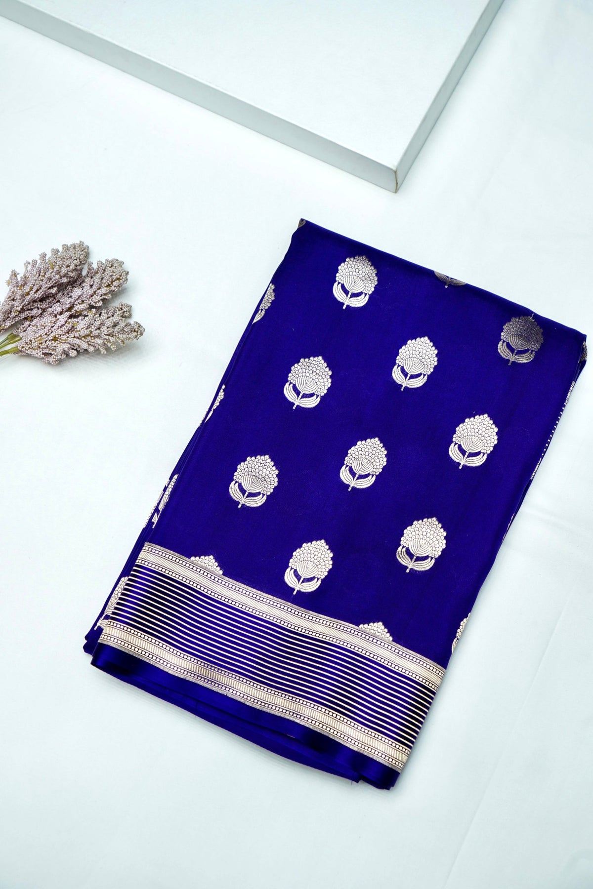 Handwoven Dark Blue Banarasi Katan Silk Saree