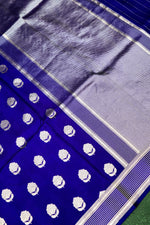 Handwoven Dark Blue Banarasi Katan Silk Saree