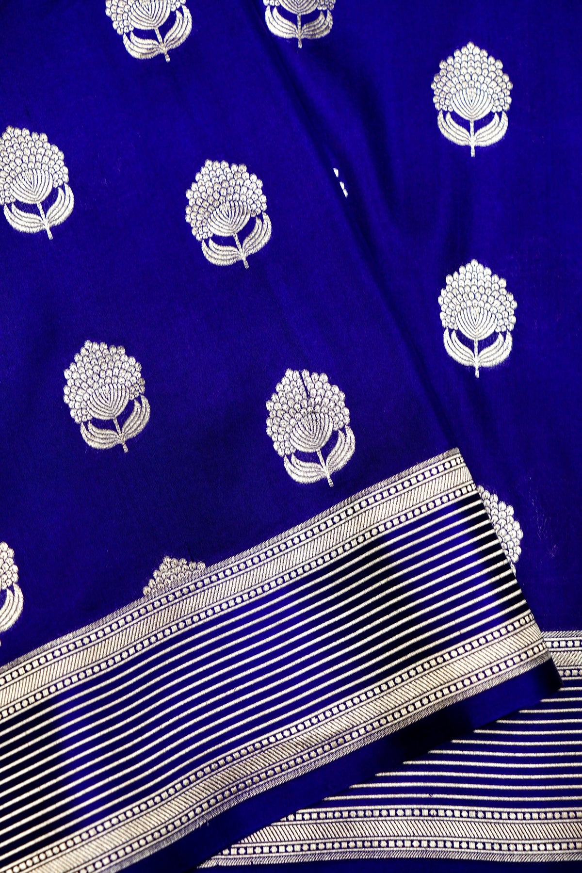 Handwoven Dark Blue Banarasi Katan Silk Saree