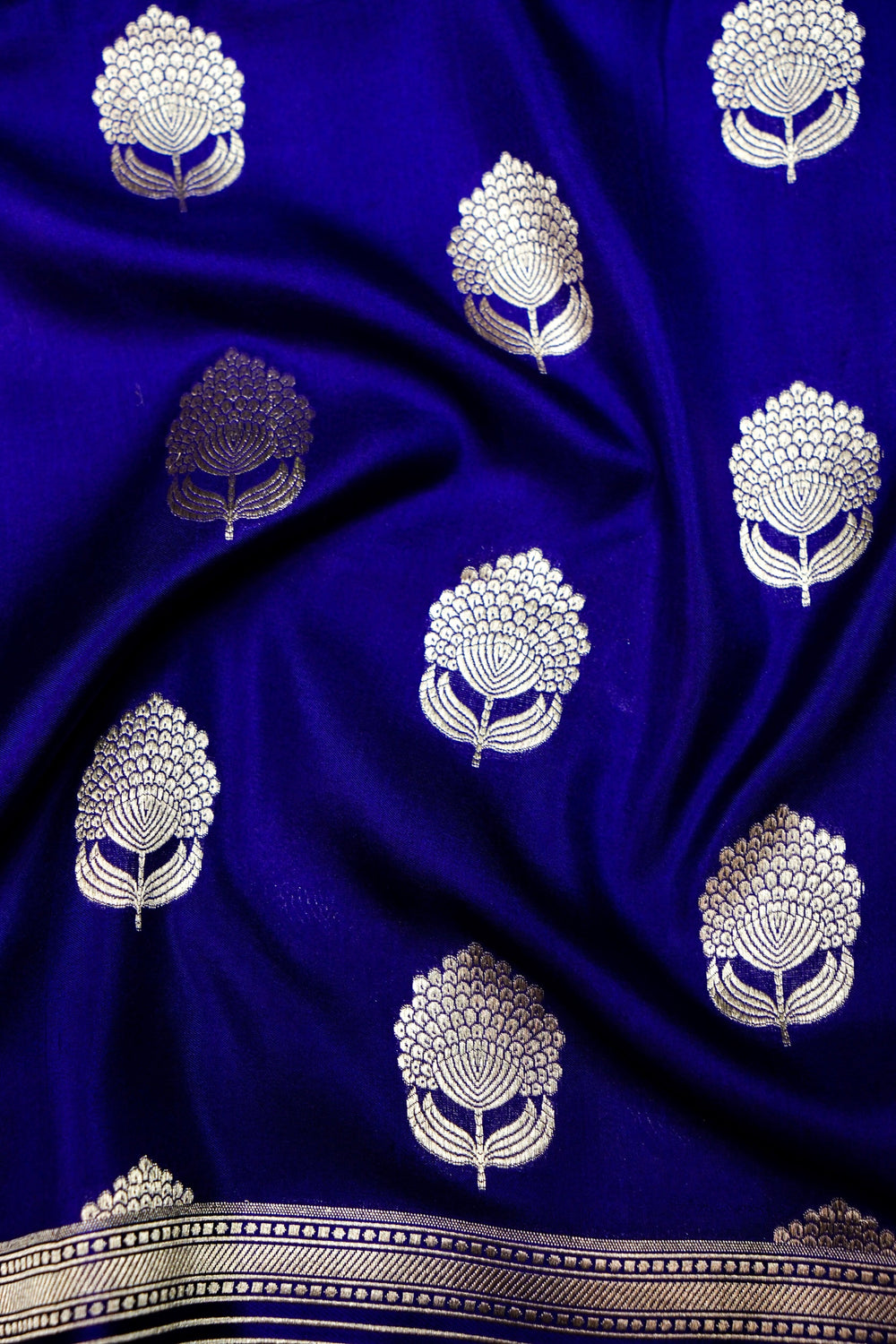 Handwoven Dark Blue Banarasi Katan Silk Saree
