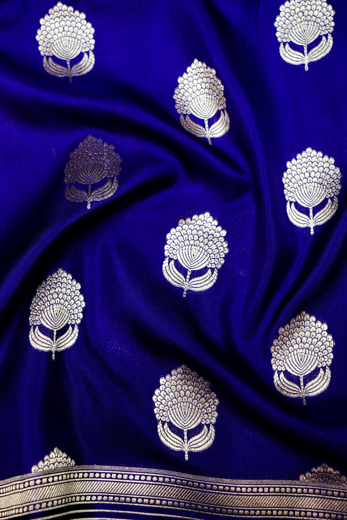 Handwoven Dark Blue Banarasi Katan Silk Saree