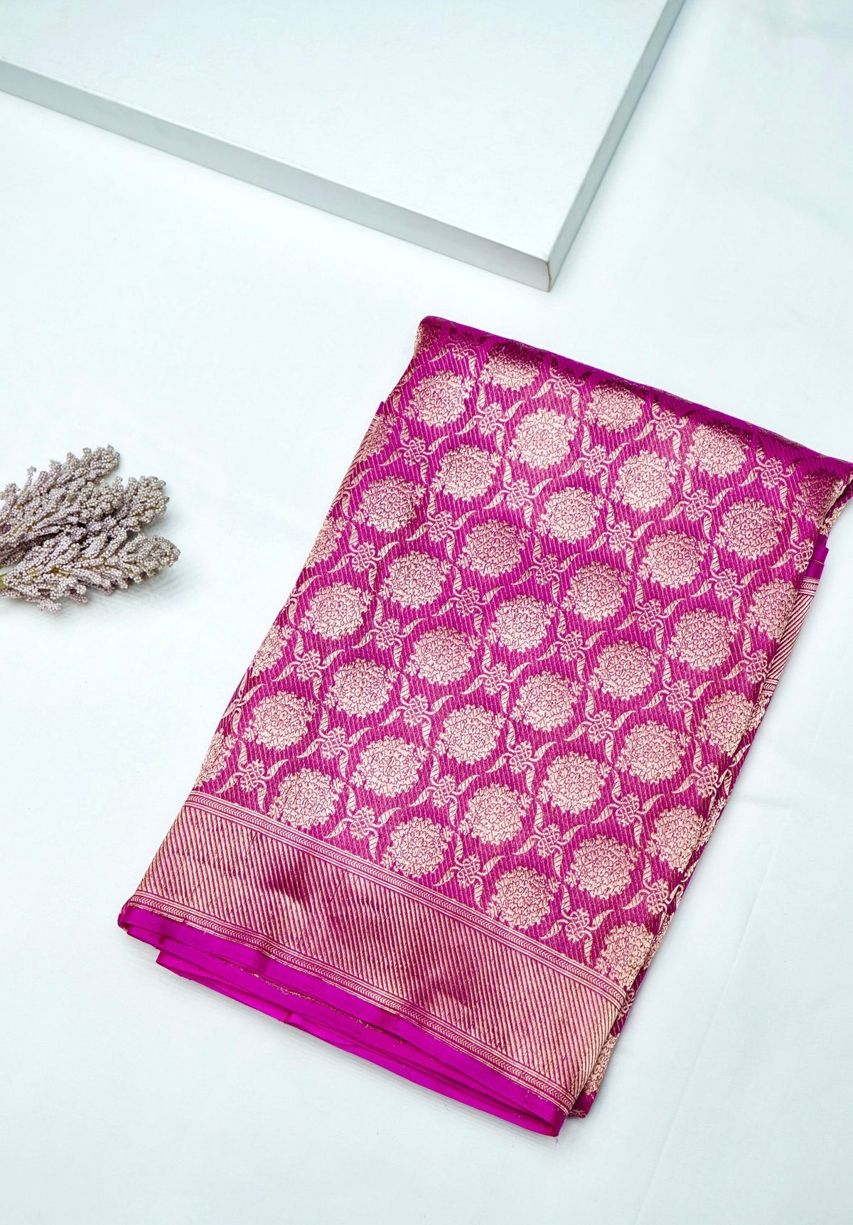 Handwoven Rani Pink Banarasi Katan Silk Saree