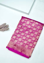 Handwoven Rani Pink Banarasi Katan Silk Saree