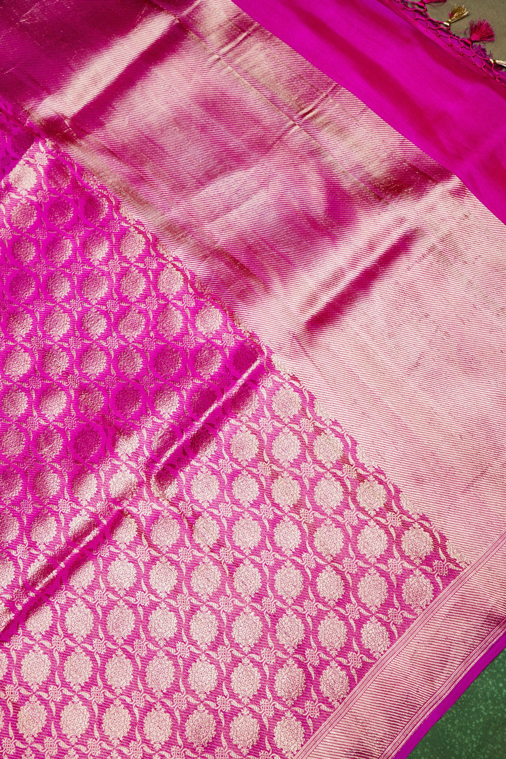 Handwoven Rani Pink Banarasi Katan Silk Saree