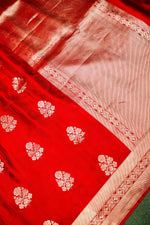 Handwoven Red Banarasi Mashru Silk Saree