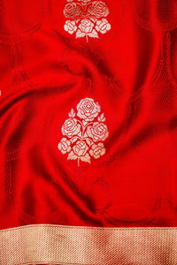 Handwoven Red Banarasi Mashru Silk Saree