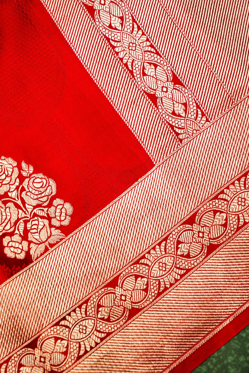 Handwoven Red Banarasi Mashru Silk Saree