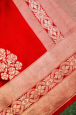 Handwoven Red Banarasi Mashru Silk Saree