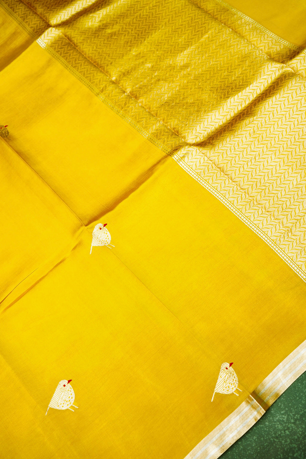 Handwoven Yellow Banarasi Katan Silk Saree