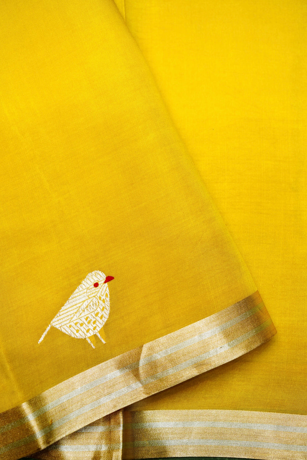 Handwoven Yellow Banarasi Katan Silk Saree