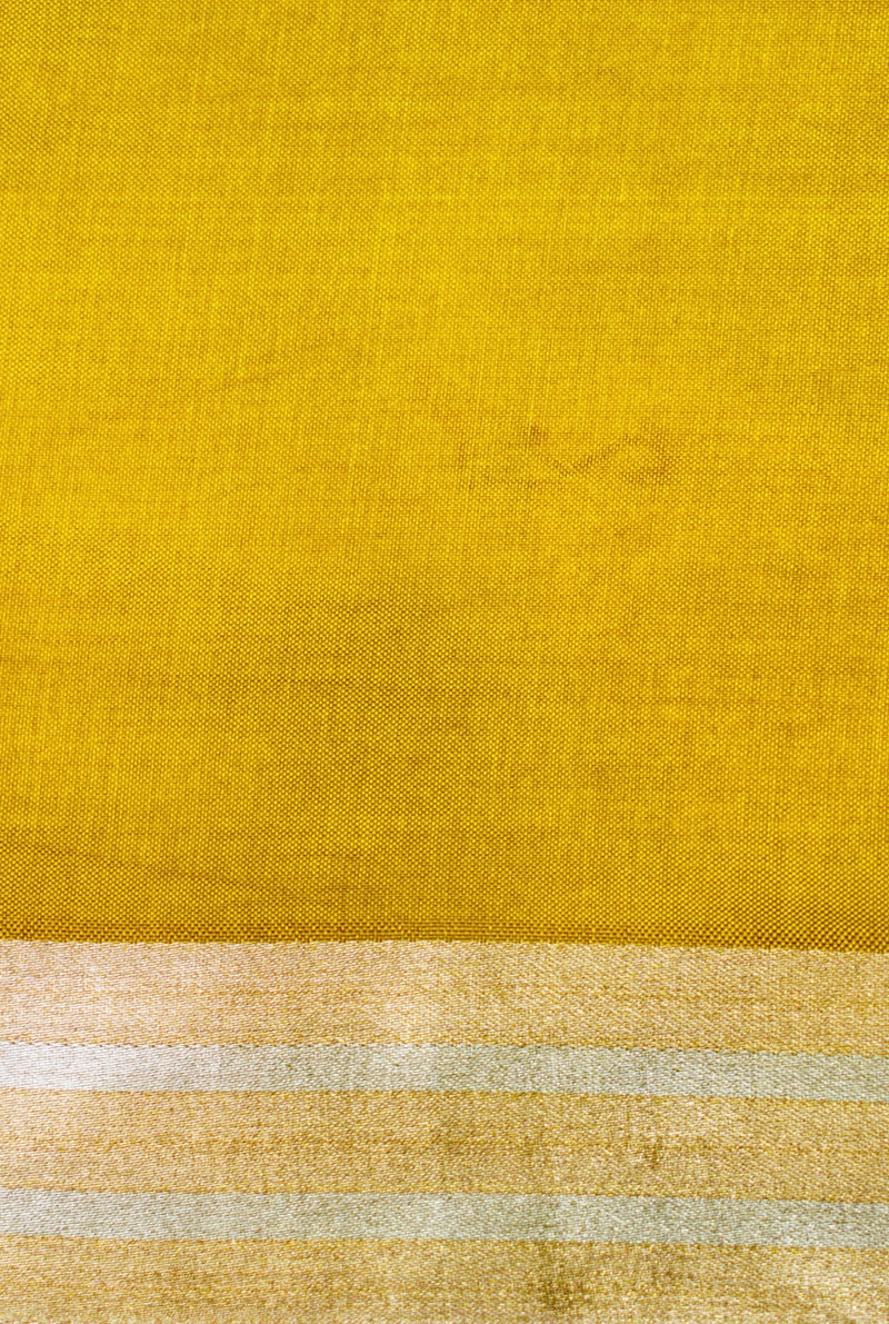 Handwoven Yellow Banarasi Katan Silk Saree