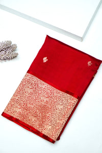 Handwoven Red Banarasi Katan Silk Saree